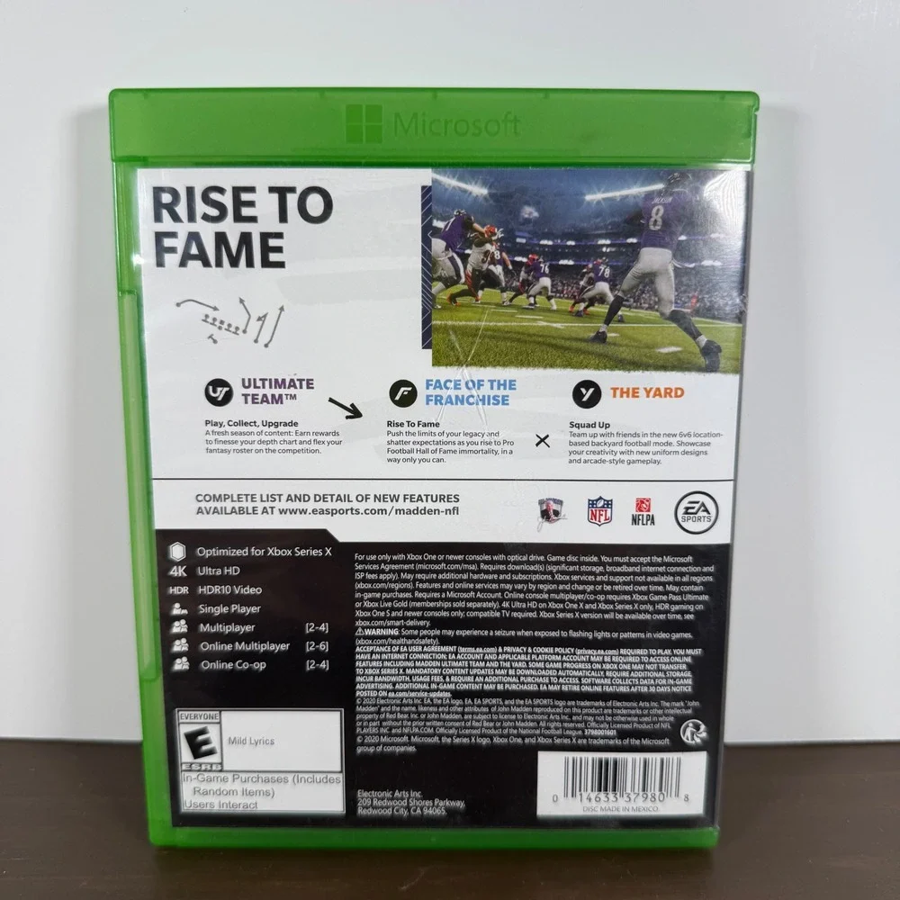 Xbox One X Madden NFL 21 Football Video Game EA Sports Lamar Jackson Pre Owned